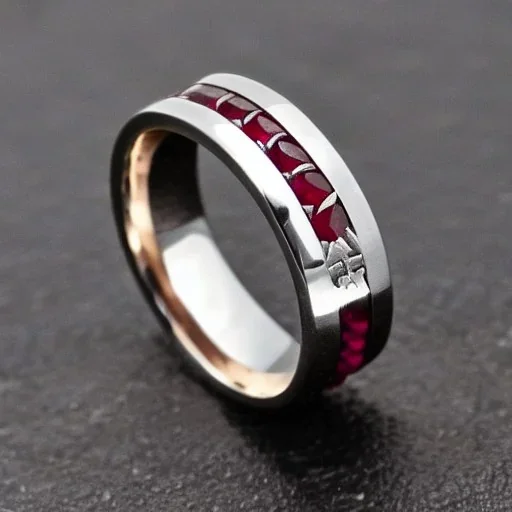 ruby signet ring with braided tungsten and titanium, celtic ring, nordic ring, viking ring, engraved carved band, runes, men's jewellery