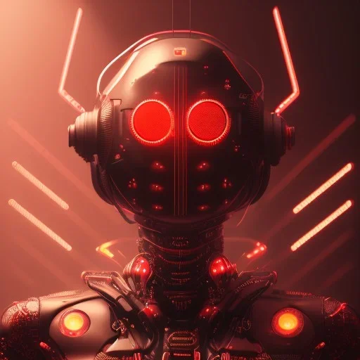 portrait painting of a cyberpunk red robot spider, ultra realistic, intricate details, ultra highly detailed, shiny, smooth, studio quality, octane render, Surrealism, Triadic colour scheme,glow-stick, ambient lighting,nightclub lighting, polaroid, 100mm, --ar 1:1 --v4