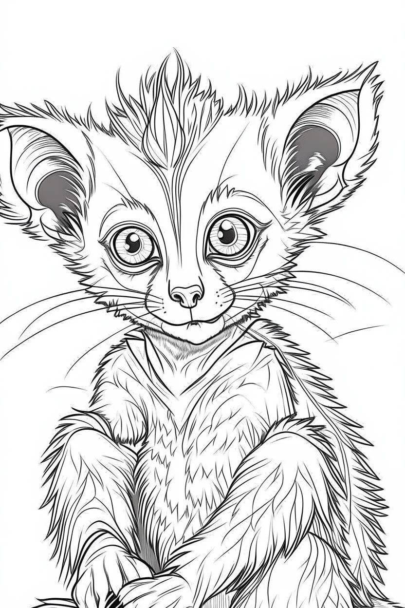 outline art for Lemur Infant coloring pages with sitch, white background, Sketch style, full body, only use outline, toddlers style, clean line art, white background, no shadows and clear and well outlined.