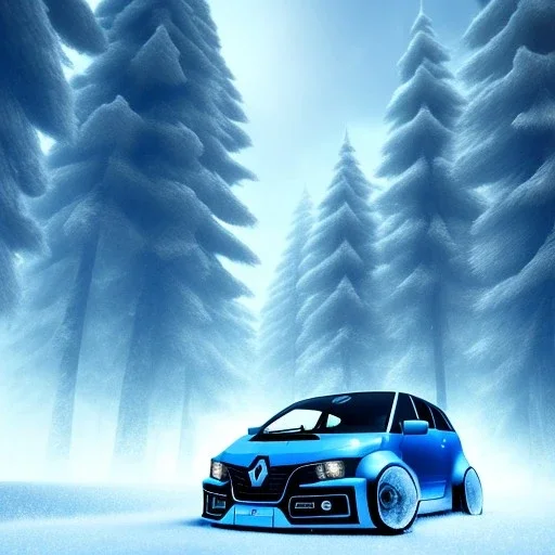 Renault Zoë, futuristic movie, blue, snowscape