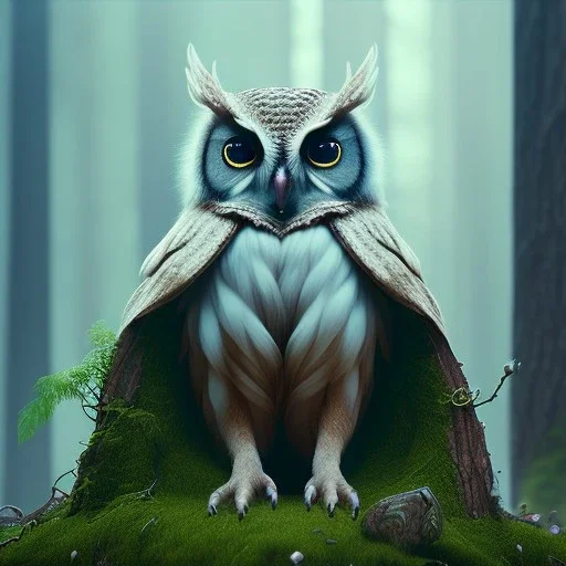 intricate details, realistic, octane, unreal engine, portrait, natural lighting,zoomed out + portrait, volumetric lighting, extreme detail, Photorealism, High detail, Hyper realistic Owl in forest, macro lens blur,abstract paint, sharp focus, 85mm, polaroid, cinematic