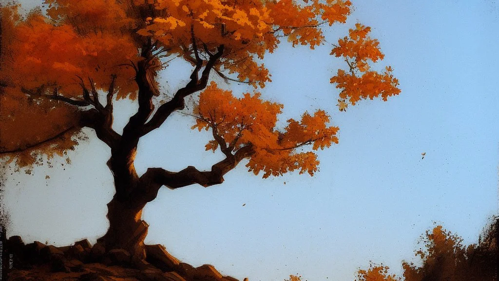 fall tree under Streetlight by Andrea del sarto