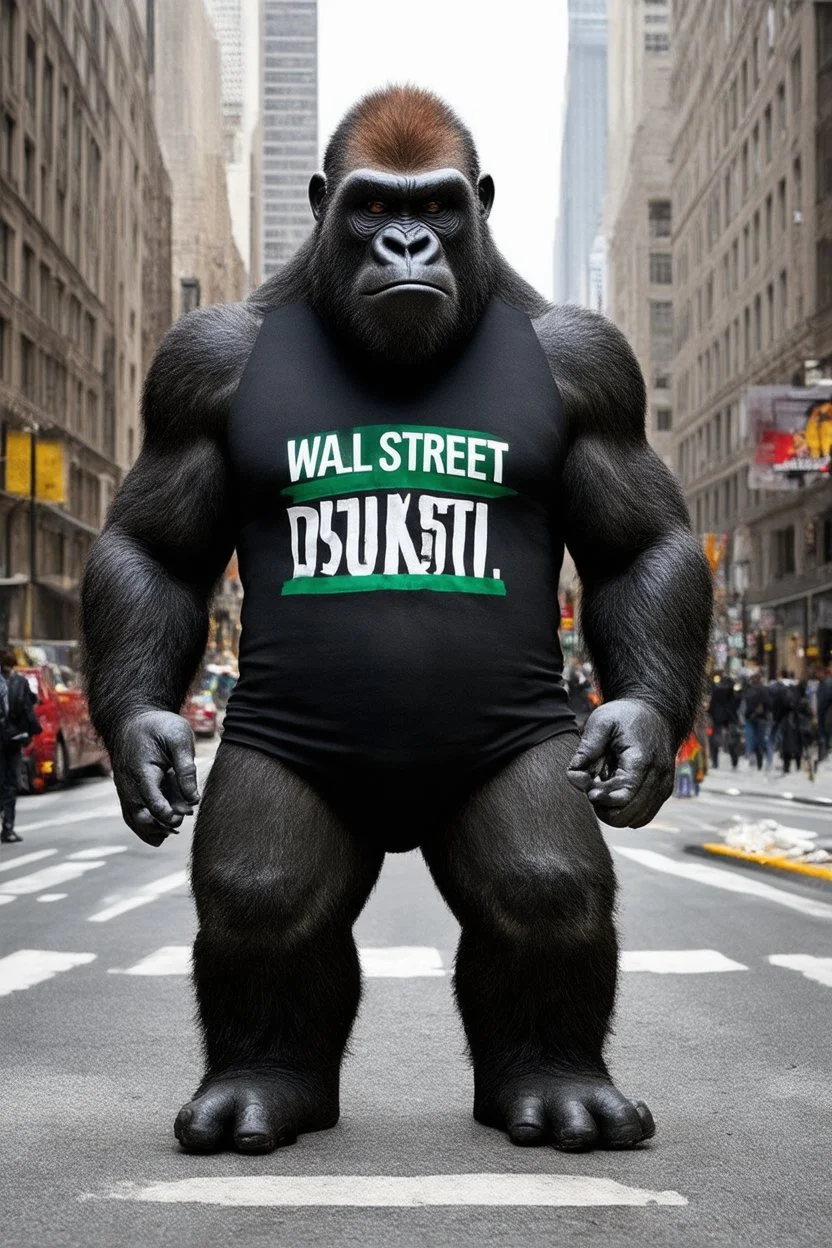 500 pound gorilla wearing wall street t shirt