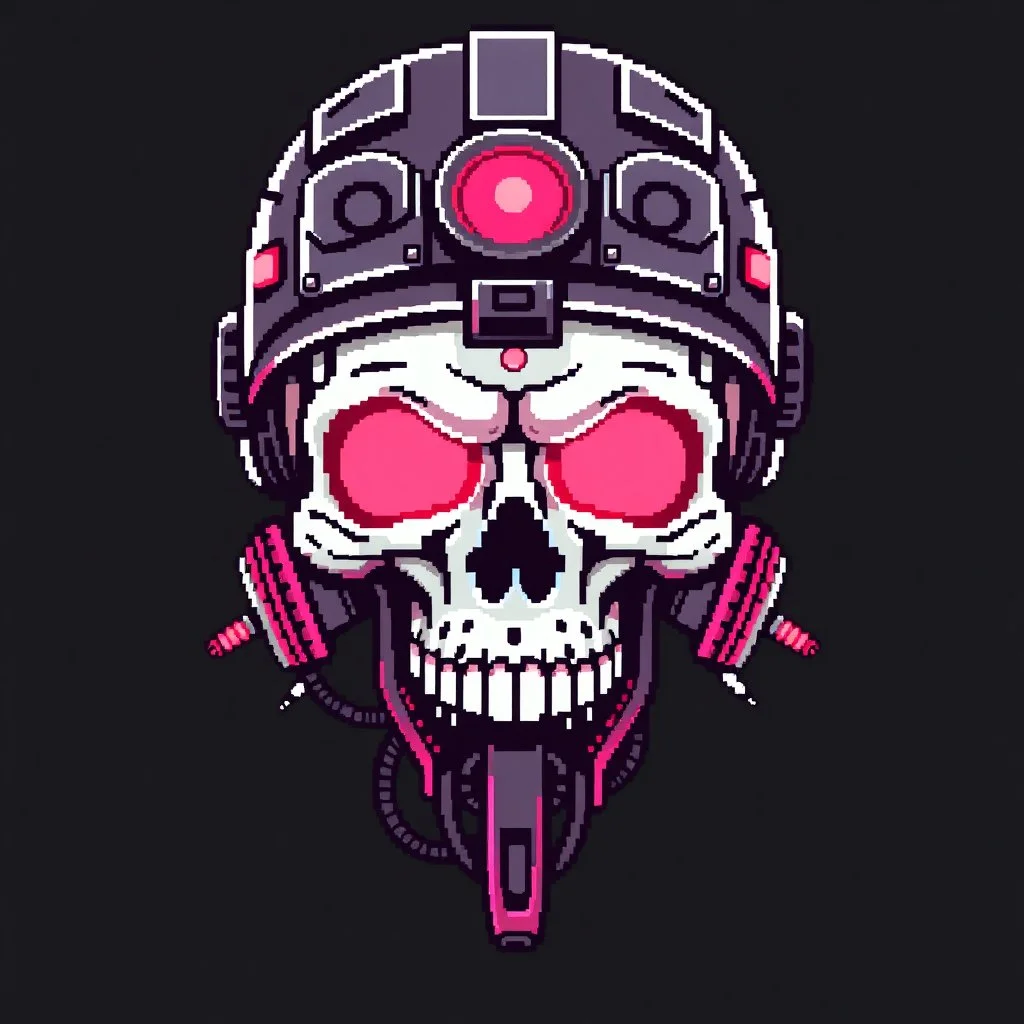 8 bit pixelart cyberpunk skull,servitor, Comic style