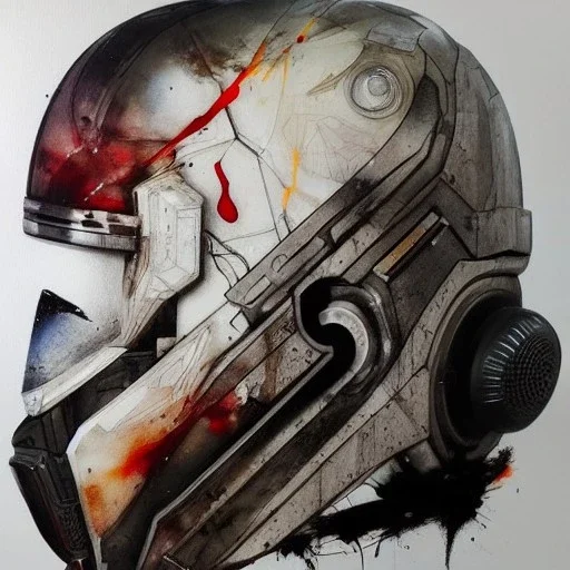 photorealistic luke skywalker helmet with weathered painting , illustration on coarse canvas by <agnes cecile> and <Yoji Shinkawa>, ornate and intricate details , soft smooth lighting, ultra detailed concept art,