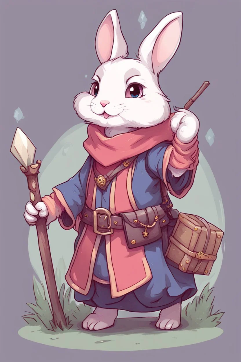 Cute bunny adventurer wizard dnd art