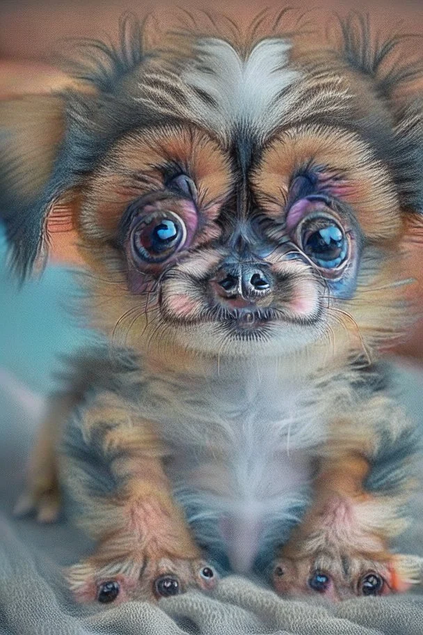 Unimaginably cute and fuzzy puppy with big eyes