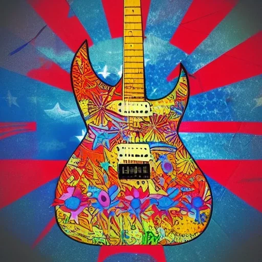 PEACE electric guitar PEACE psychedelic hippie trippy acid LSD PEACE made in japan GUITAR peacesign AMERICAN FLAG