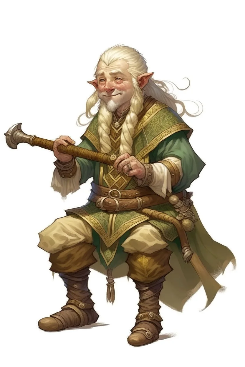 teenage blonde bard hill dwarf with silver flute dnd