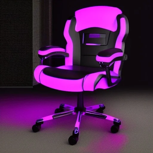 dark gamin room led lights monitor and chair cyberpunk style d