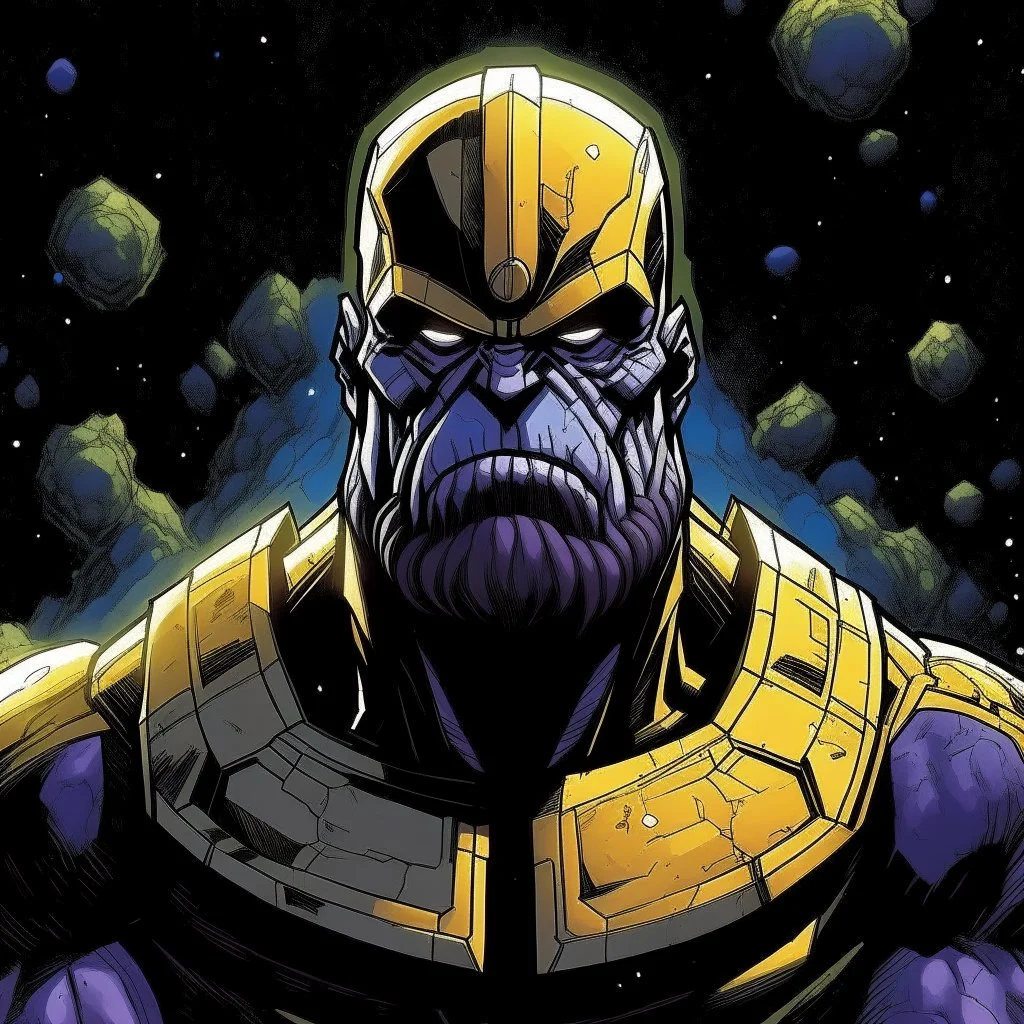 A god-like thanos with infinite power who owns the galaxies