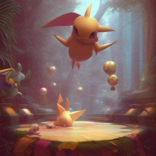 Mystery pokemon,Ambiance dramatique, hyperrealisme, 8k, high quality, lot of details, portrait,