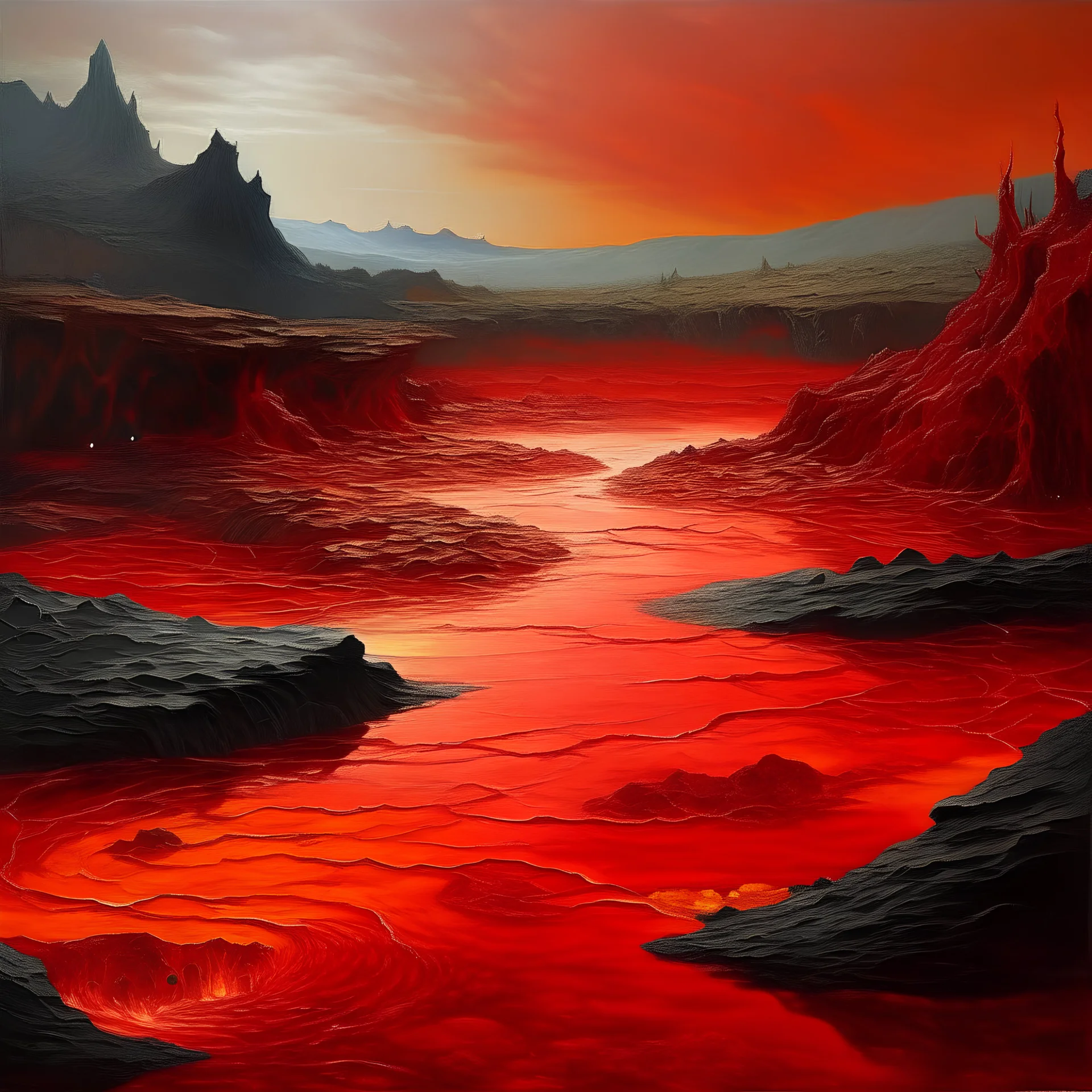 Red lava lakes painted by Peter Carl Fabergé