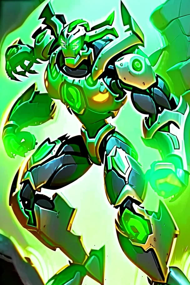 A new space creature from Ben 10 cartoon. Strong and graceful. Advanced metal. Magical power, precise detail and intense power