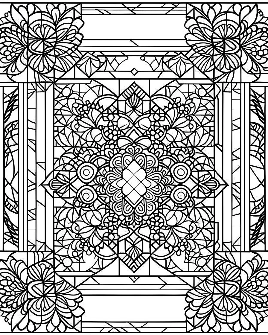 no black,simple Mosaic simple Coloring Pages, no black color,, easy to color