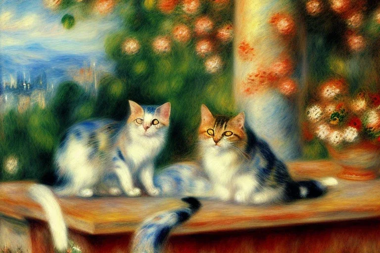 Zwei Katzen (auf einer Terrasse) Auguste Renoir