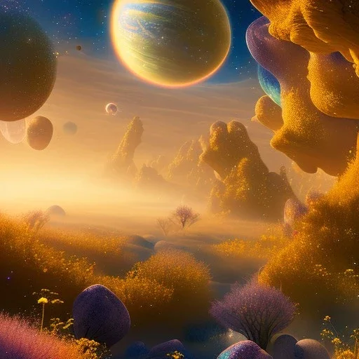 beautiful cosmic transparent golden landscape very etheric and cosmic, delicate colors, ultra sharp focus, 8k, unreal engine 5, extremely sharp detail, light effect, soft light atmosphere, smooth, full of details