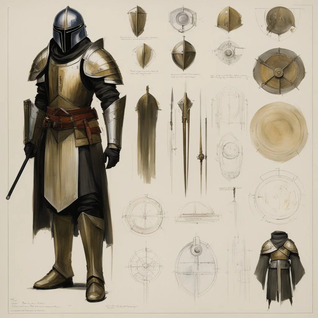 ConceptSheet by Guy Borremans: 'The Prince of War' - Mithril Armour Design for the Jedi in the enchanted forest