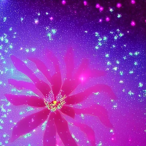  glitter and cristal delicate flower pink and blue in a galactic ambiance, delicate colors in the foreground, full of details, smooth, light effect，vaporwave colorful, smooth, extremely sharp detail, finely tuned detail, ultra high definition, 8 k, unreal engine 5, ultra sharp focus