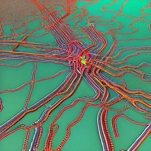 colored pins positioned throughout a topographic map, roads and highways, desaturated colored map, highly detailed, intricate design, smooth, realistic render, Artstation, smooth, sharp focus, illustration, artgerm