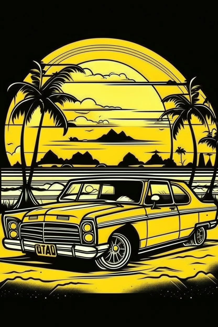 A ilustration of TAXI OLD STYLE , beach, middle ground design, t-shirt design, no black ground, vector, 4k