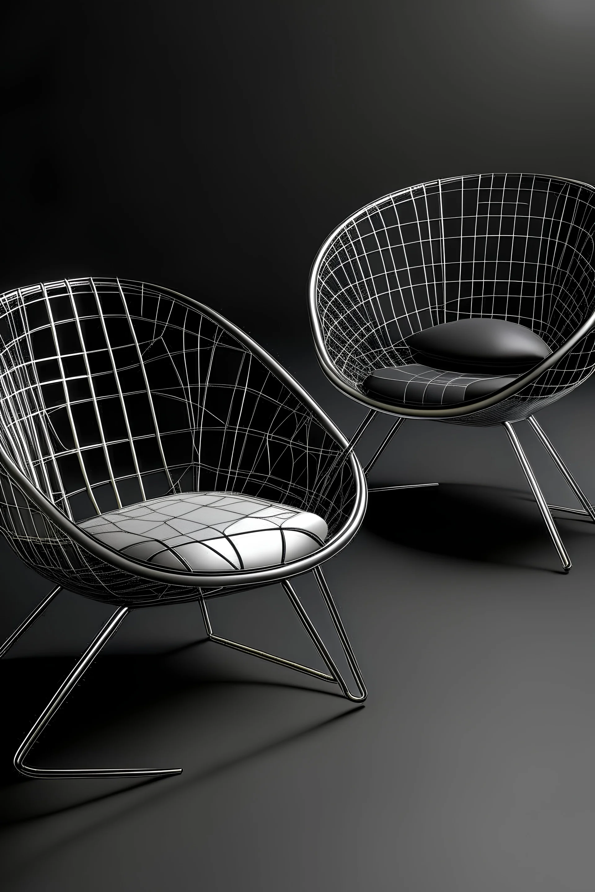 a chair that is mostly round but has a mostly regular chair that looks like it's made out of wired