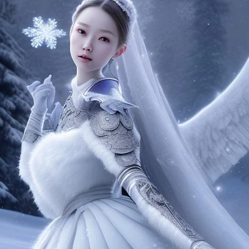 smooth hyper realistic, subzero mk, pale colors, dark cosmos background, extremely sharp detail, finely tuned detail, ultra high definition, 8 k, unreal engine 5, ultra sharp focus, accurate sword wings, positive smile, lot of details, fit within portrait, Ambiance winter, perfect composition, by CHIHO AOSHIMA