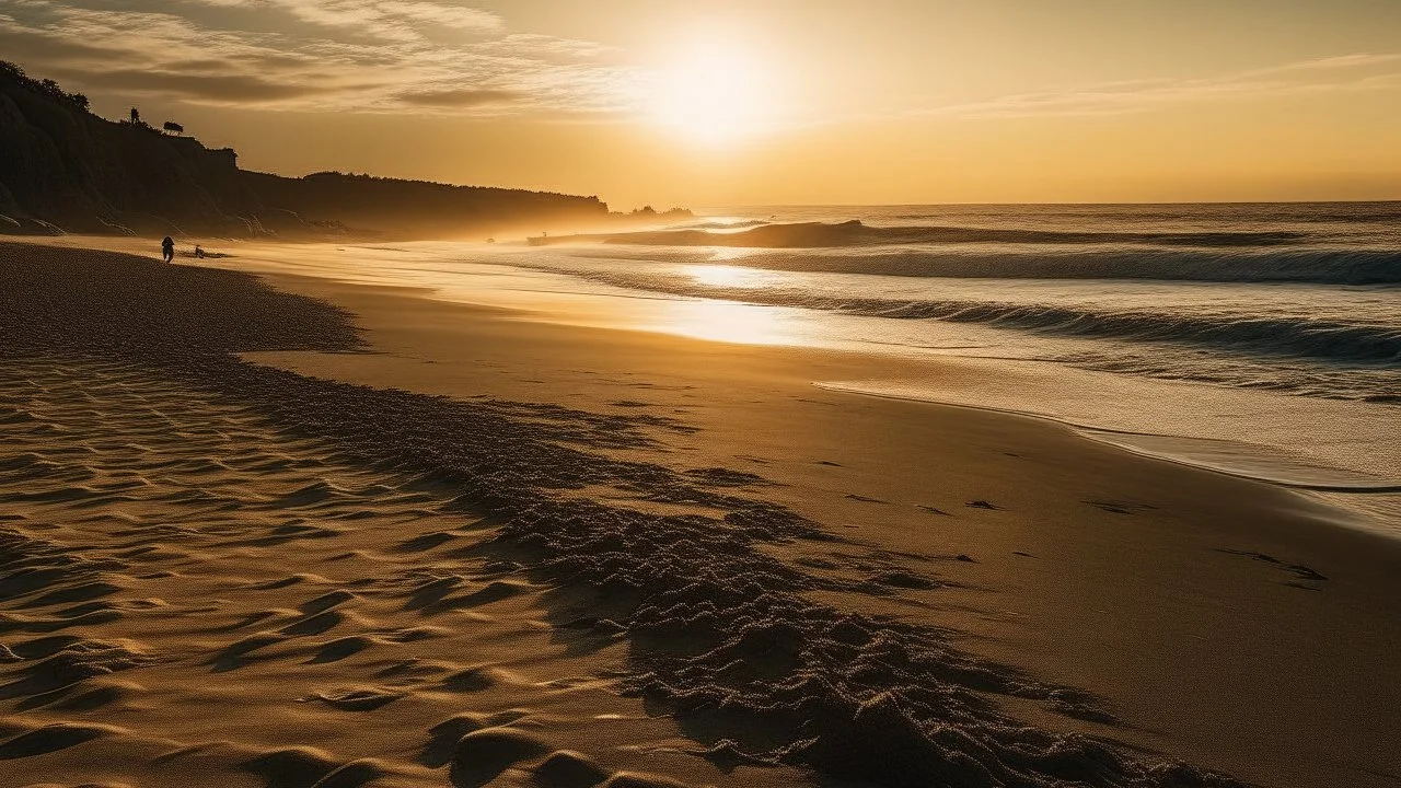 beach during the golden hour, Canon RF 16mm f:2.8 STM Lens, hyperrealistic photography, style of unsplash and National Geographic