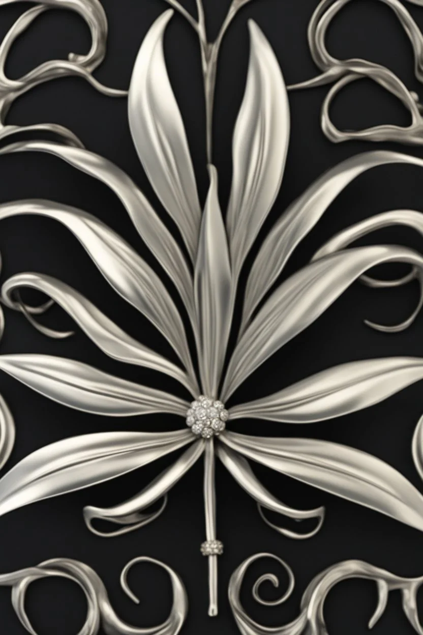 Black tie with silver brooch in the shape of an tiger lily flower