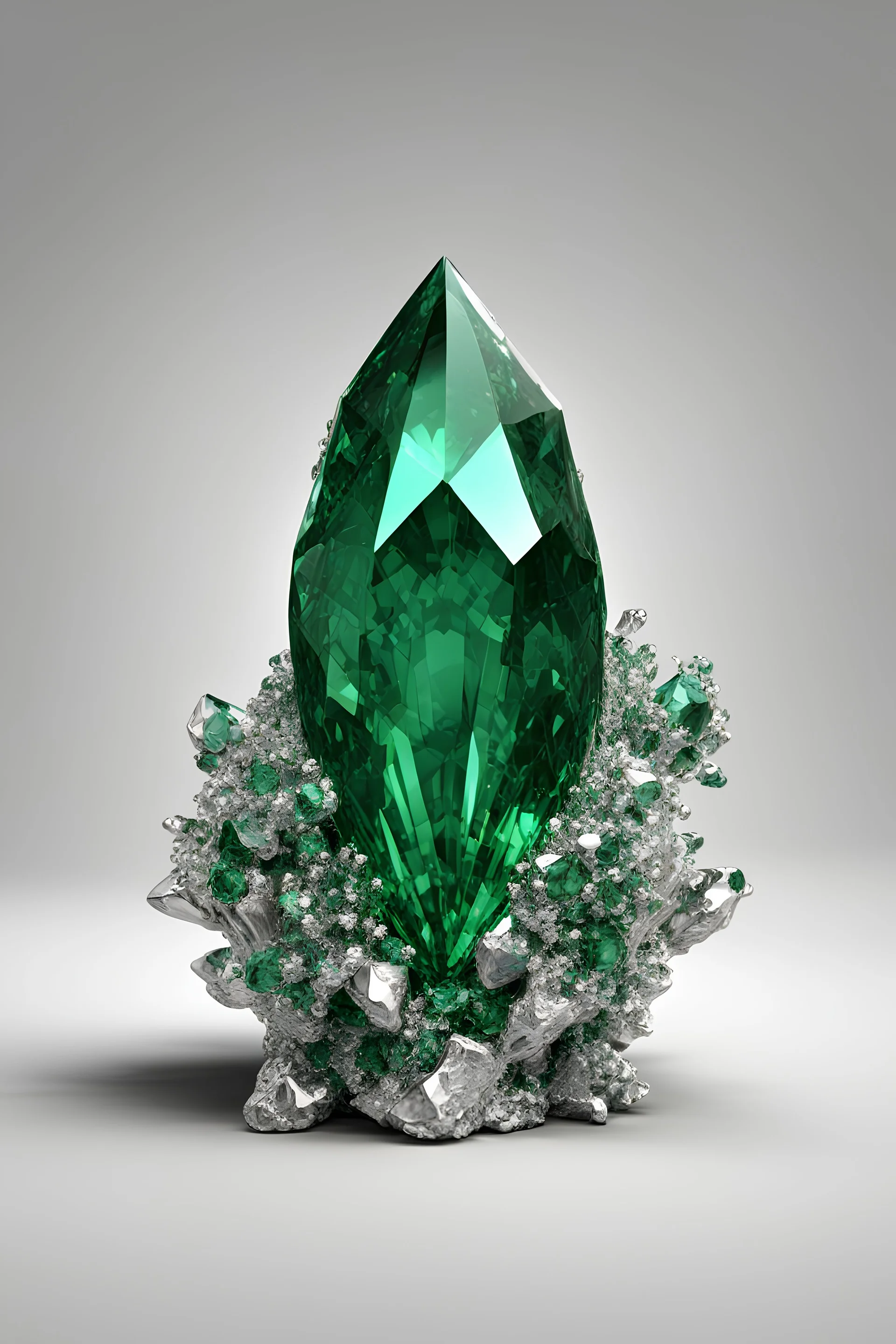 3d model of emerald realistic, ultra detailed, well defined, a masterpiece, photo realistic, high definition, centered image on white background