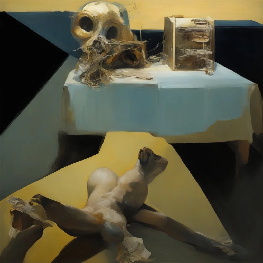 human body, universe-like light,complex surgical instruments mixed with human body-like musical instruments,minimalism,Painting By Adrian Ghenie, Rene Magritte, Salvador Dali, Lucian Freud