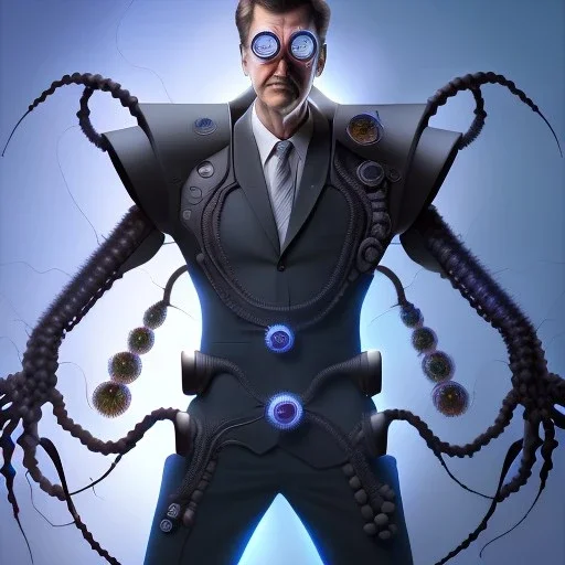 ultra detailed fullbody portrait of Doctor Octopus Villain , extremely detailed digital painting, extremely detailed face,crystal clear eyes, in the style of Ohrai Noriyoshi and Simon Bisley and Ken Kelley and Frank Frazetta and robert e howard , mystical colors, perfectly centered image, perfect composition, rim light, beautiful lighting,8k, stunning scene, raytracing