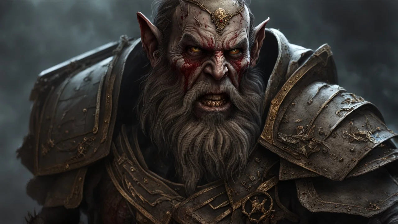 a rotting dwarf zombie. carnage. black mist in the eyes. armor fused to the skin. blood. broken bones. bleeding eyes. broken fangs. broken jaws. broken armor. gloves.intense horror. blind terror. scared to death. no weapons. no helmet. a masterpiece, fantasy concept art, dynamic lighting, hyperdetailed, intricately detailed, deep color, Unreal Engine, volumetric lighting, Epic cinematic brilliant stunning intricate meticulously detailed dramatic atmospheric maximalist digital matte painting