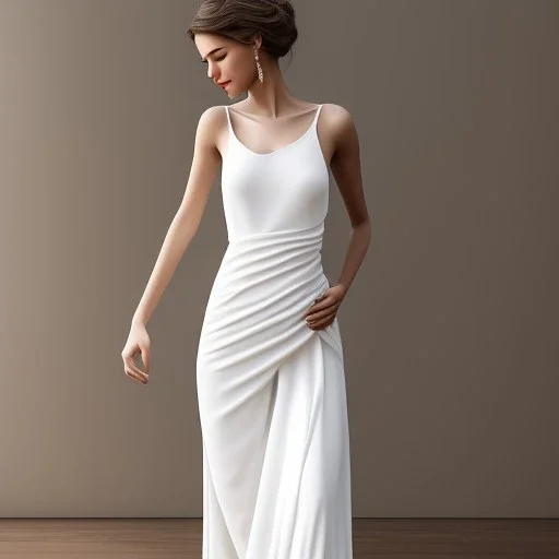 Greek white marble stature, full body in draped gown, full of details, realistic, beautiful woman, high definition, 8k