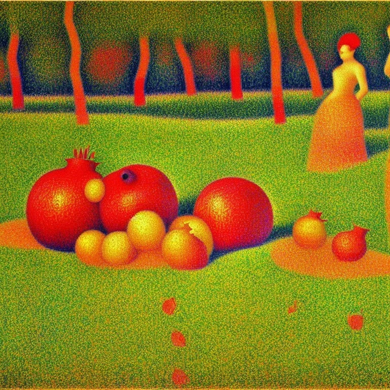 pomegranites in style of art seurat