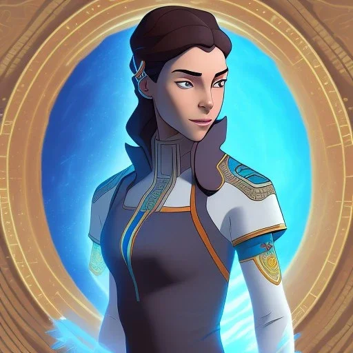 a Portrait of Nefertiti as a waterbender in lenged of korra art style