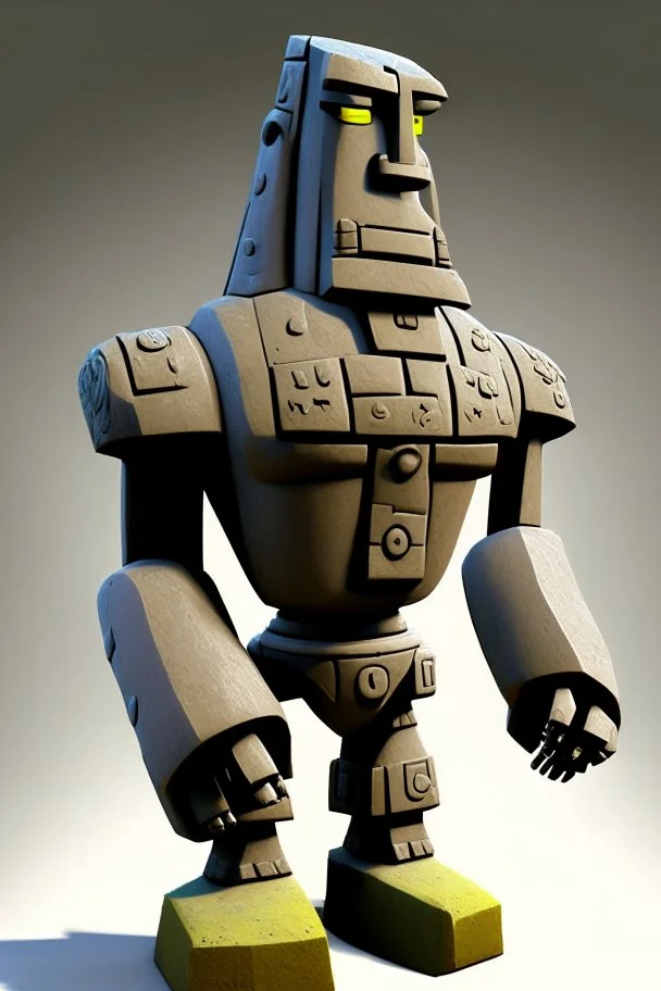 moai easter island golem robot with arms