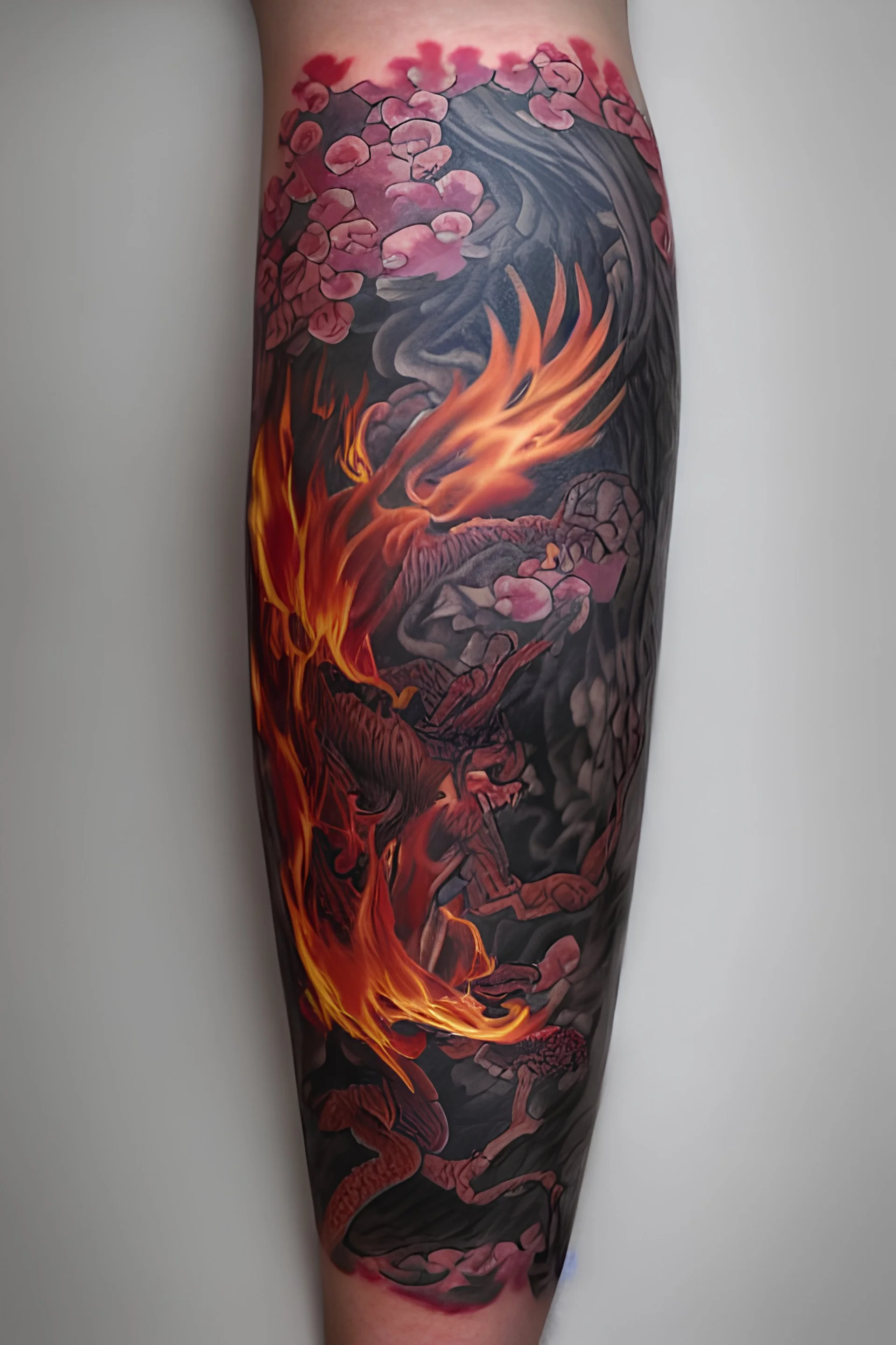 Tribal tattoo art with stylized flaming phoenix Vector Image