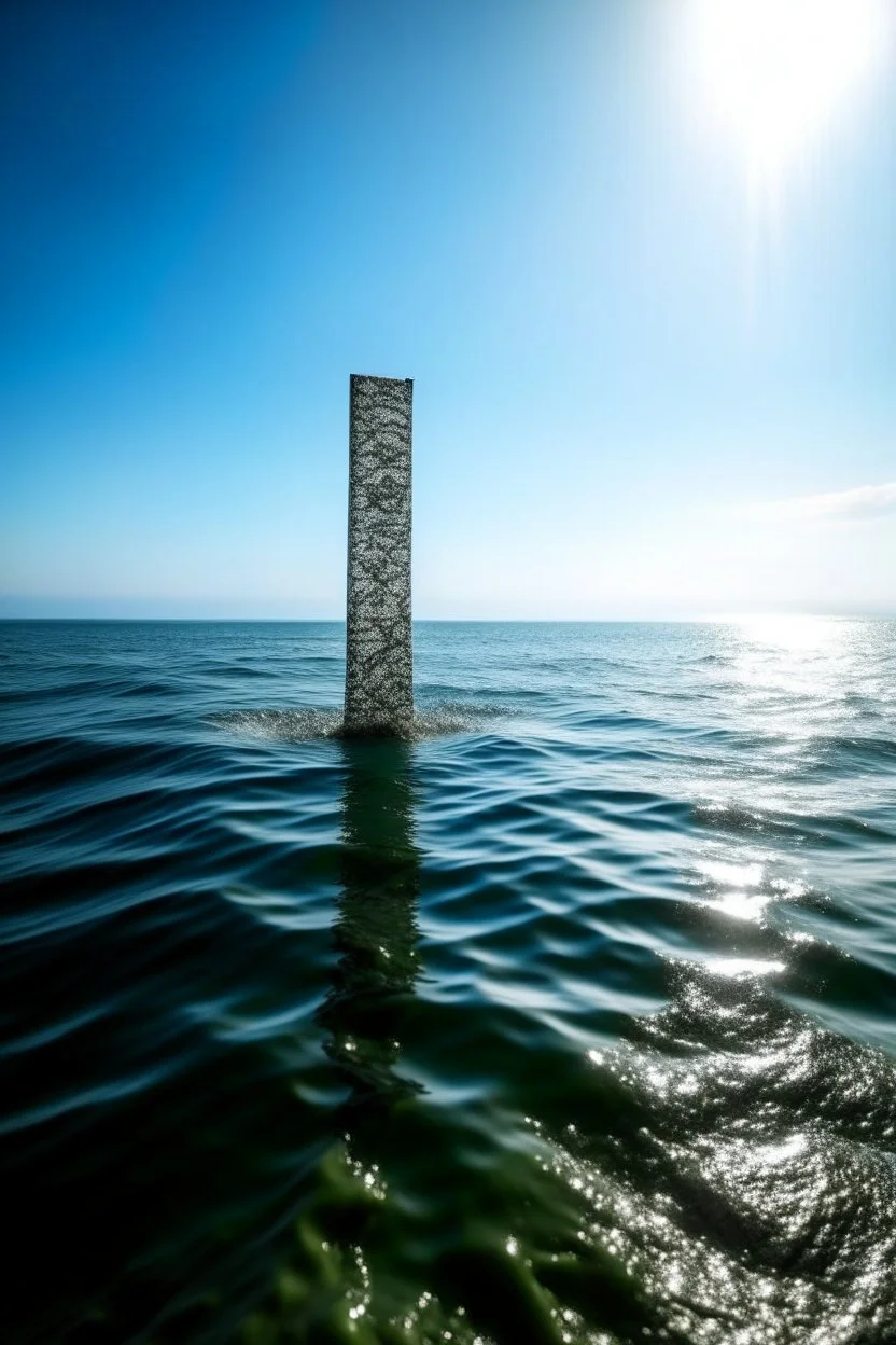 . A Peace Pole standing in the middle of the ocean
