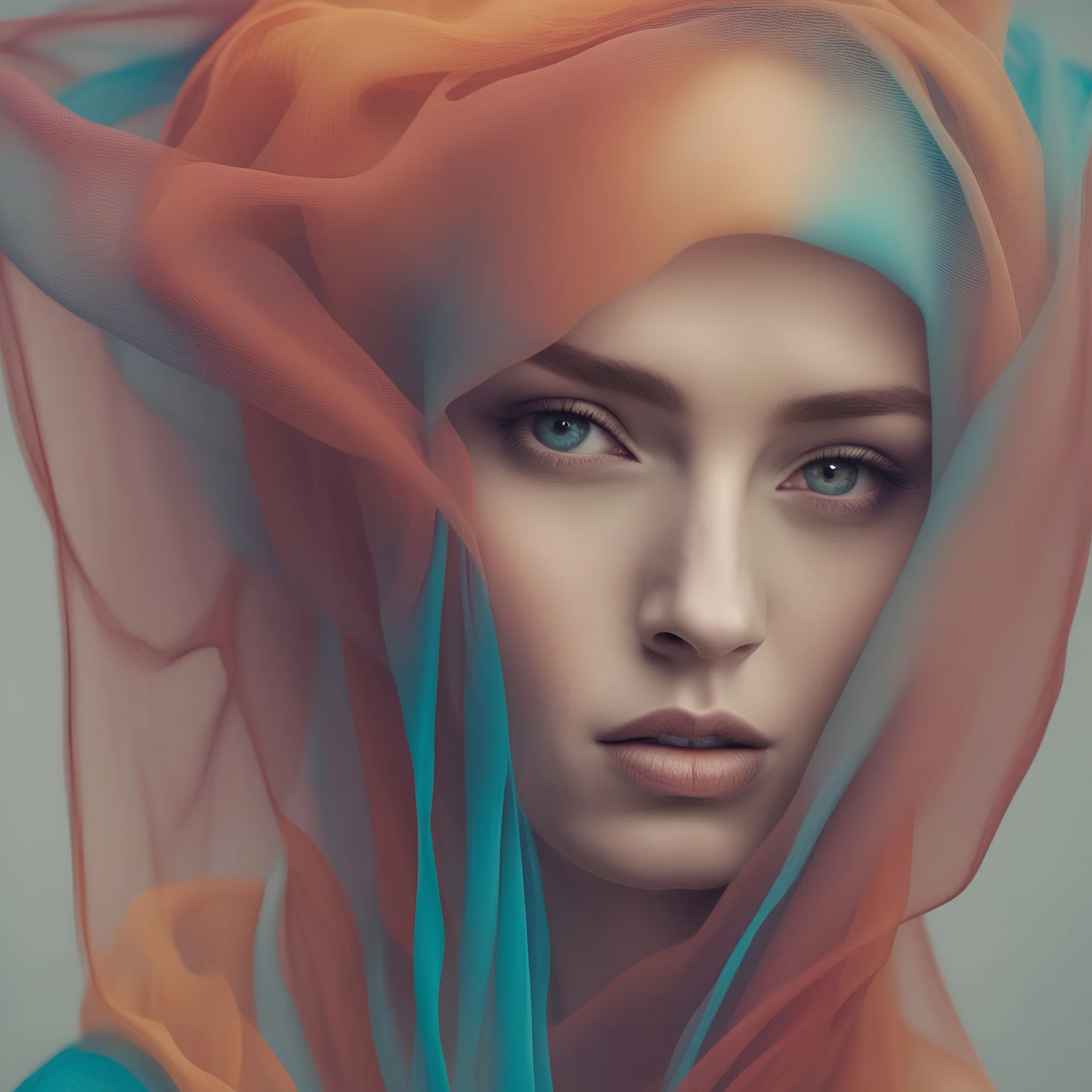 Beautiful in colorful surreal veil