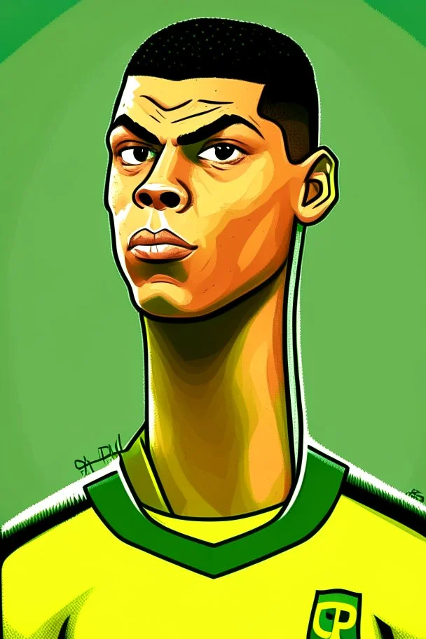 Ronaldo Brazilian football player cartoon 2d