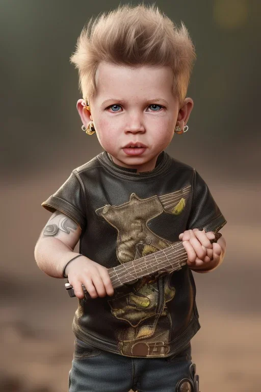 James hetfield toddler, steampunk, bokeh,hyper realistic