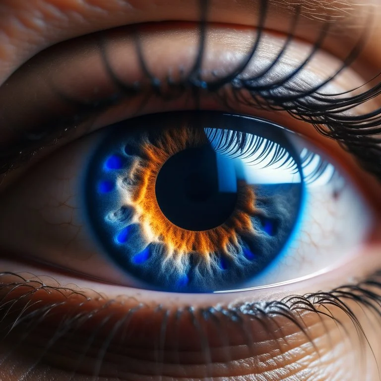 Photoreal close-up of an eye reflecting a galaxy