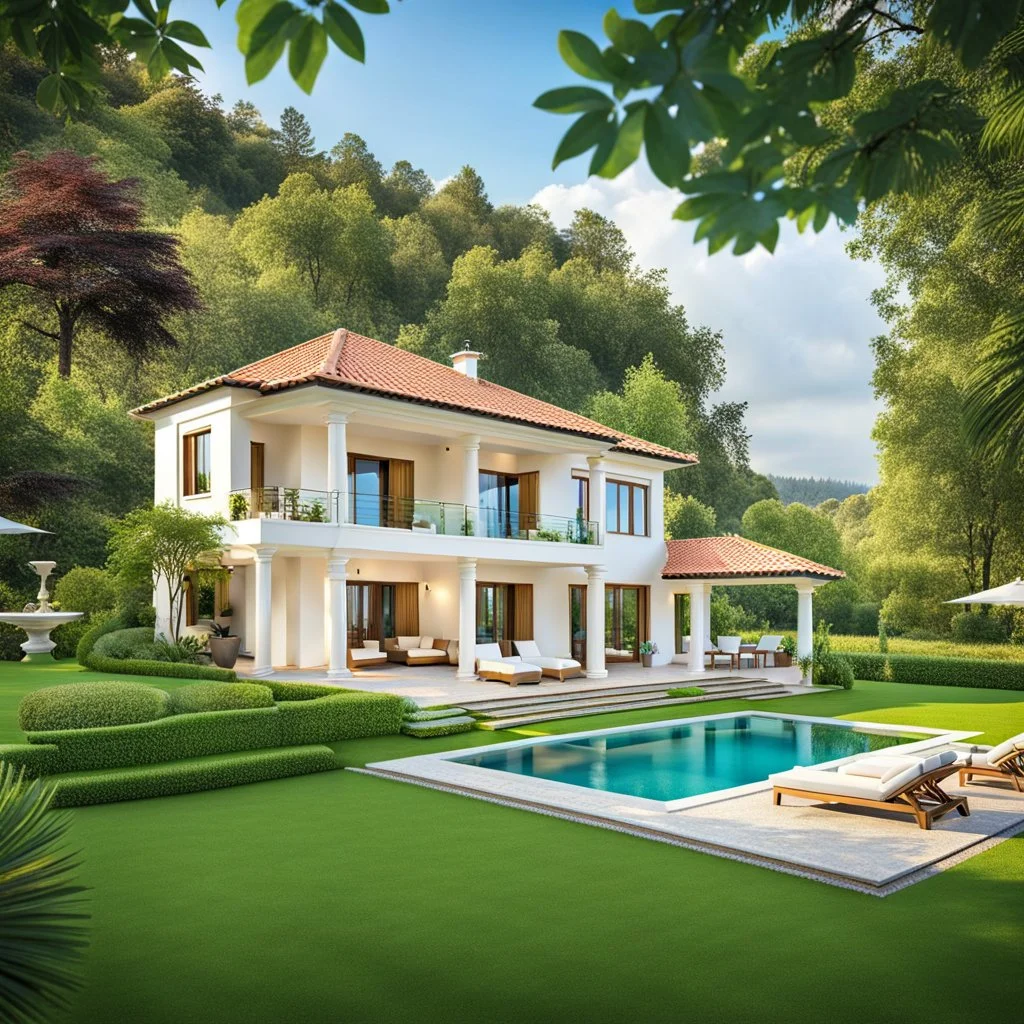 luxury villa in beautiful green land country side