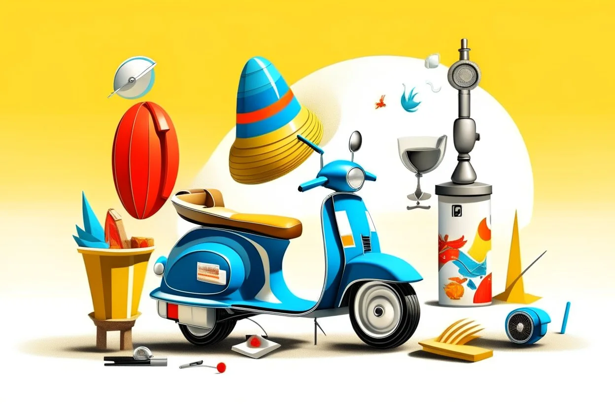 cool fun beach brand beach wear random design seaside bucket and spade vespa sunshine abstract objects like havana brand full page like basqiat