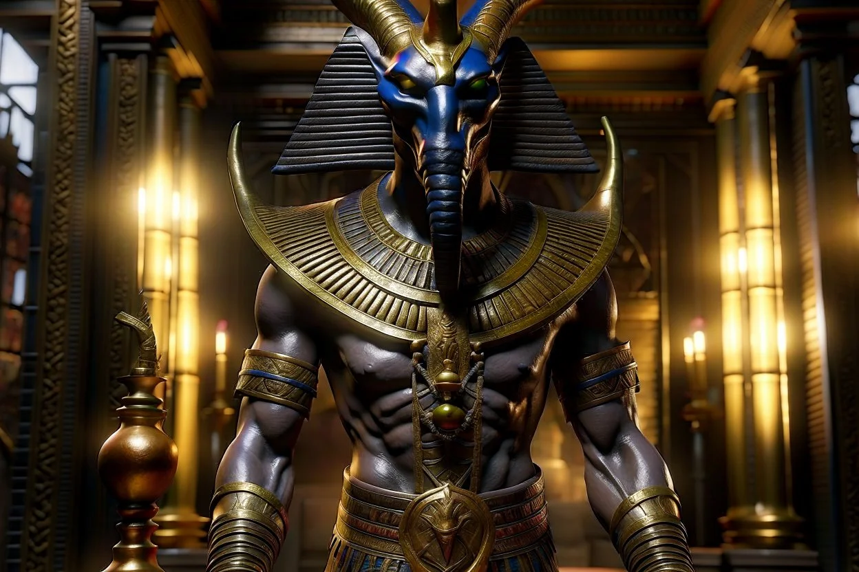 ancient Egypt Design and create a photorealistic image Anubis