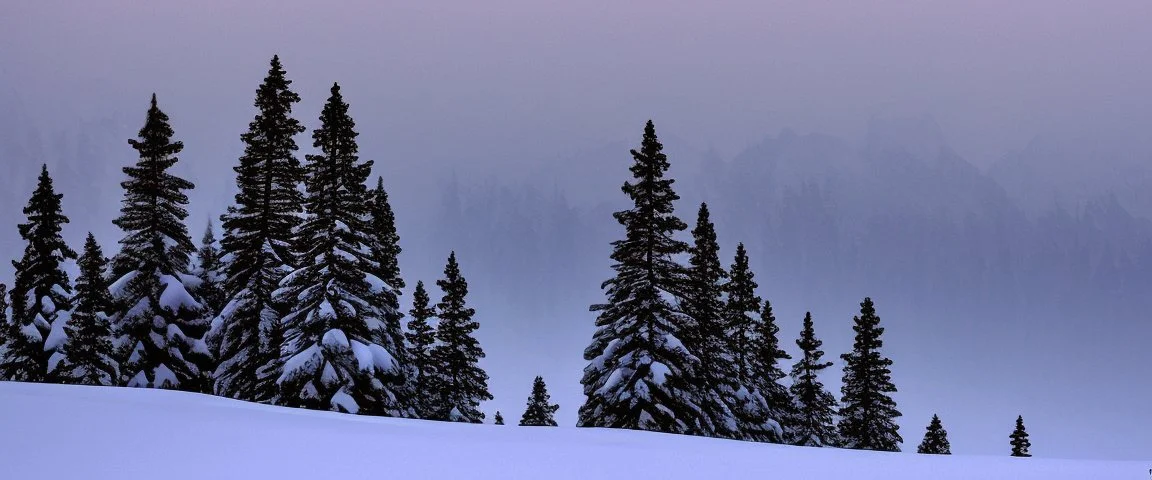 mountain range pine wood in the snow by Andrea del sarto