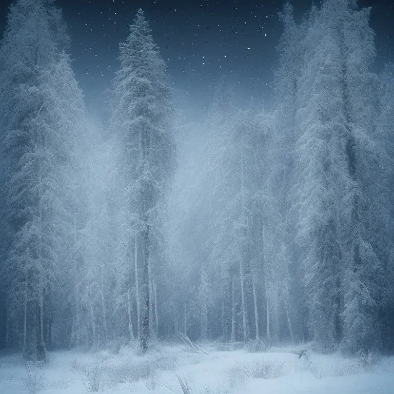 lost in the woods, winter landscape, ice field, crystals, surreal, dreamlike, foggy