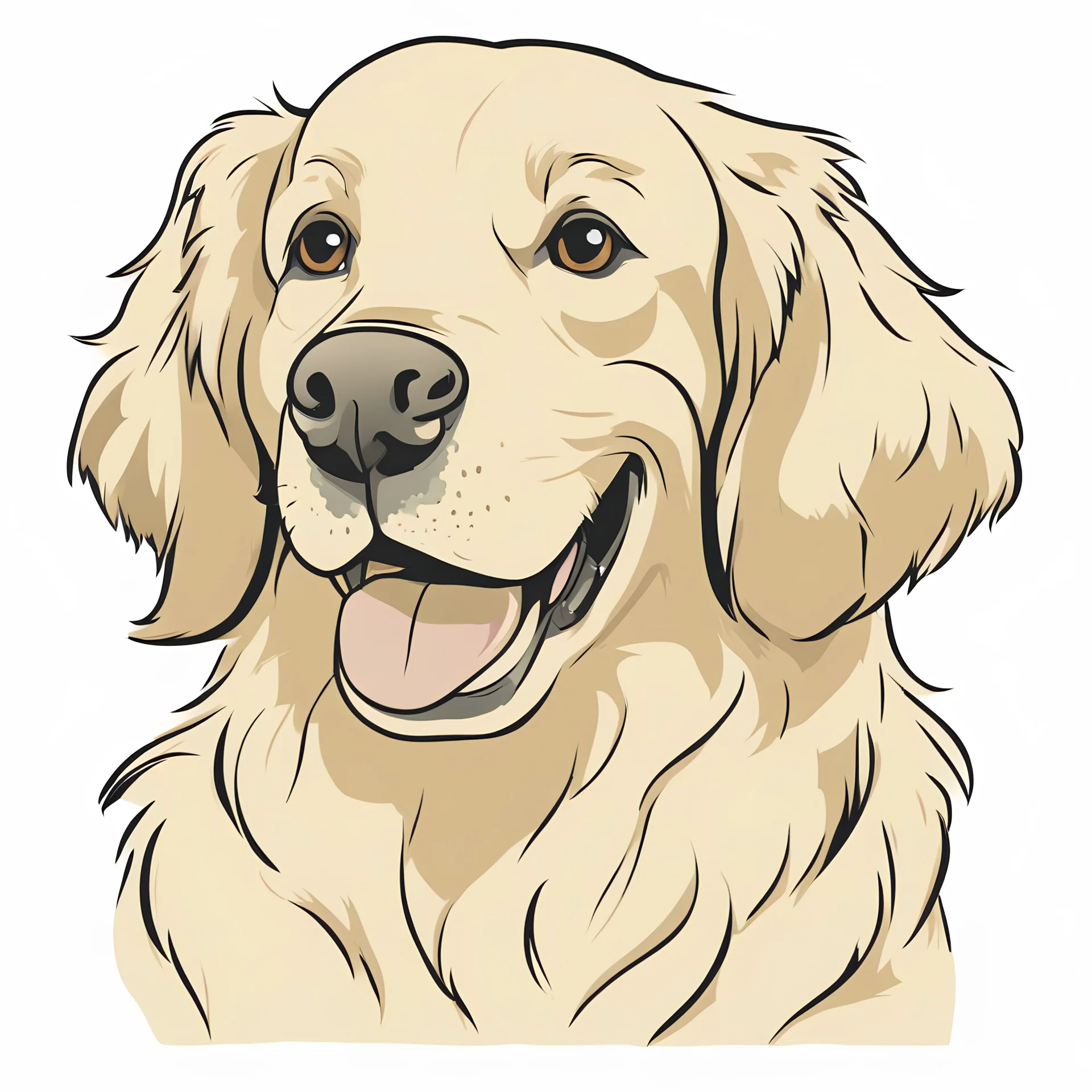 Portrait of a Golden retriever in the cartoon style