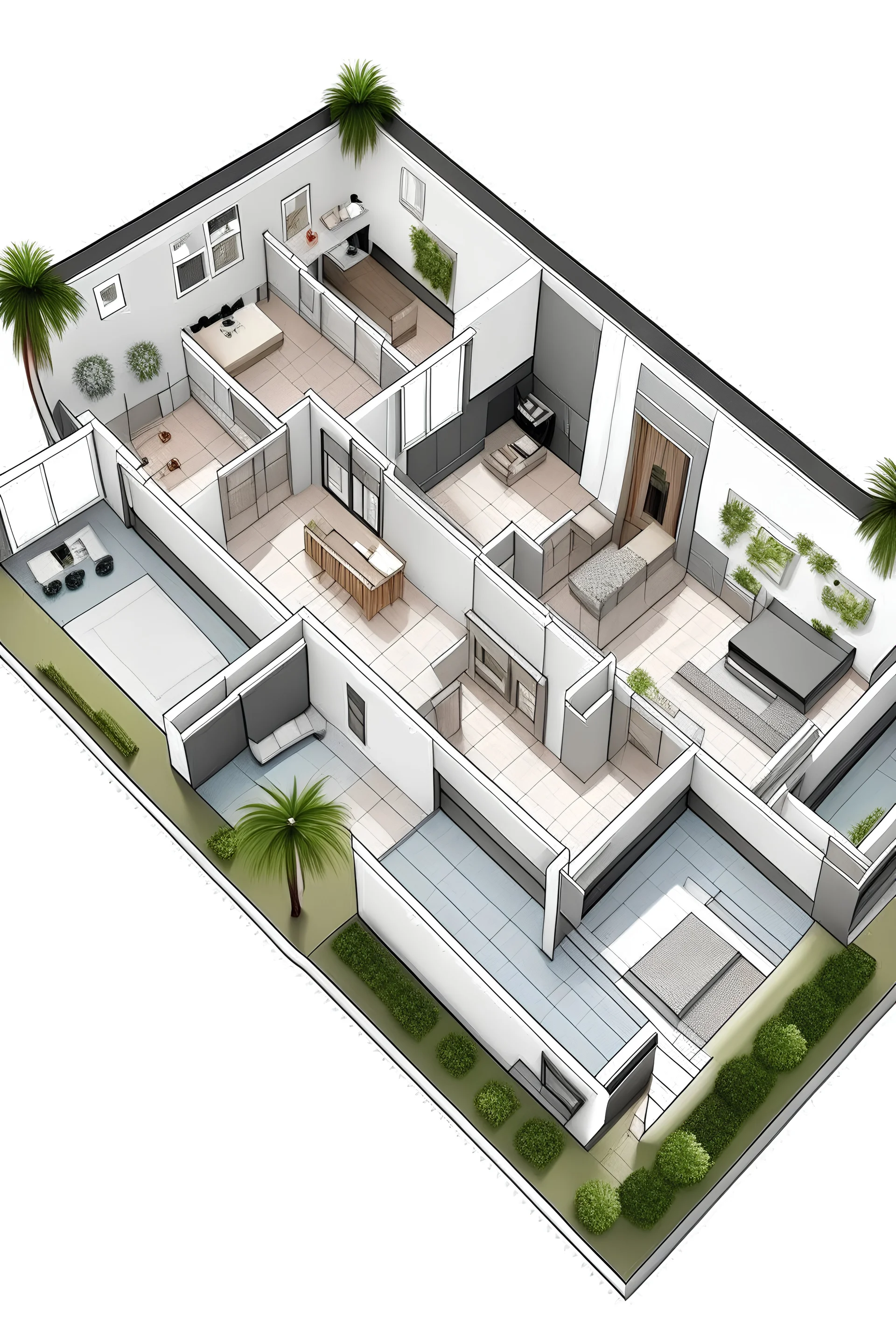 Planos arquitectónicos de casa con concepto de camaleón con 3 recamaras con baño y armario, una recamara principal, cocina, sala, lavadero, tendedero, bodega, alacena, cochera, terraza, piscina, medio baño y sala de juegos